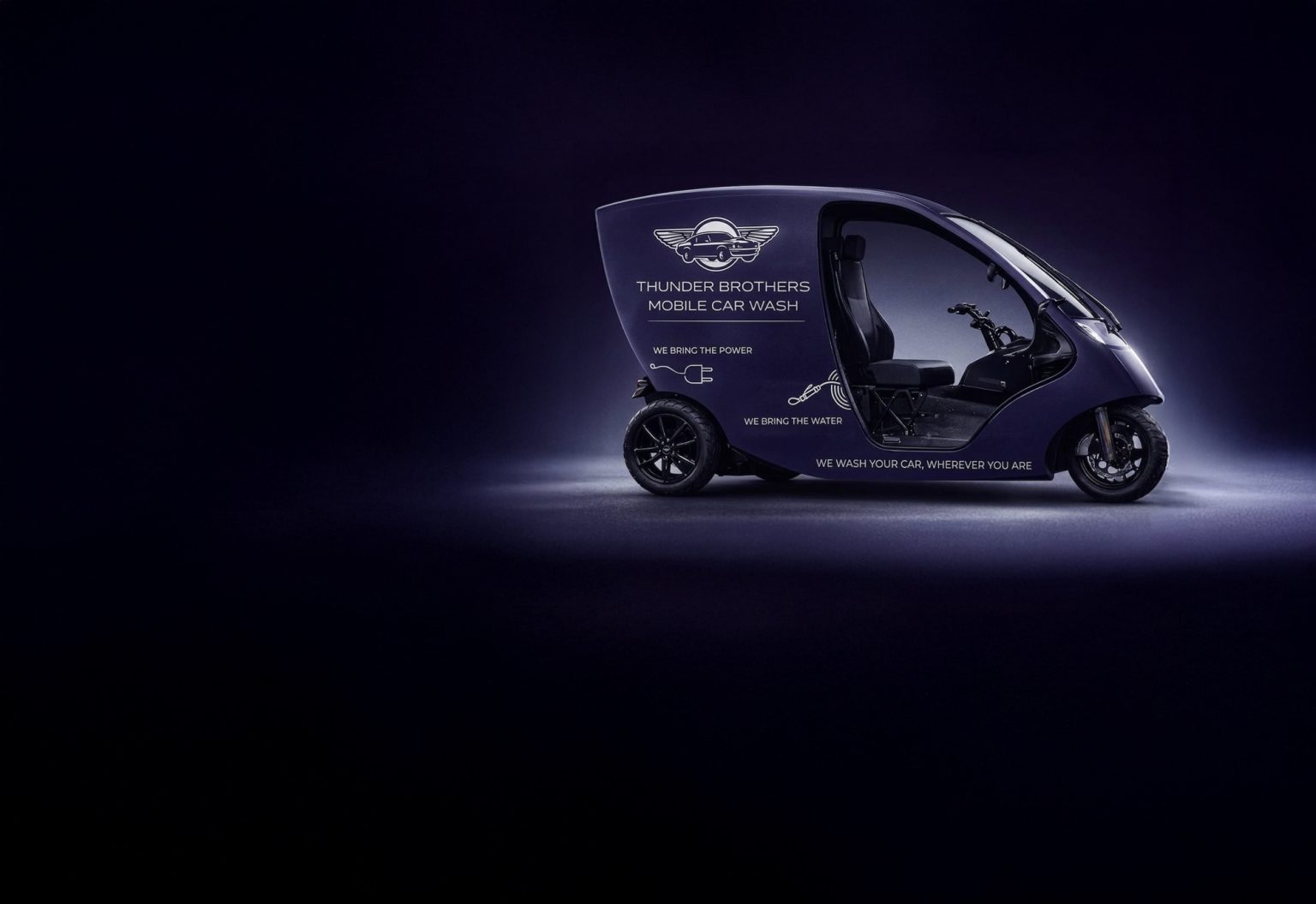 Thunder Brothers mobile car wash unit, fully self contained with its own water and power
